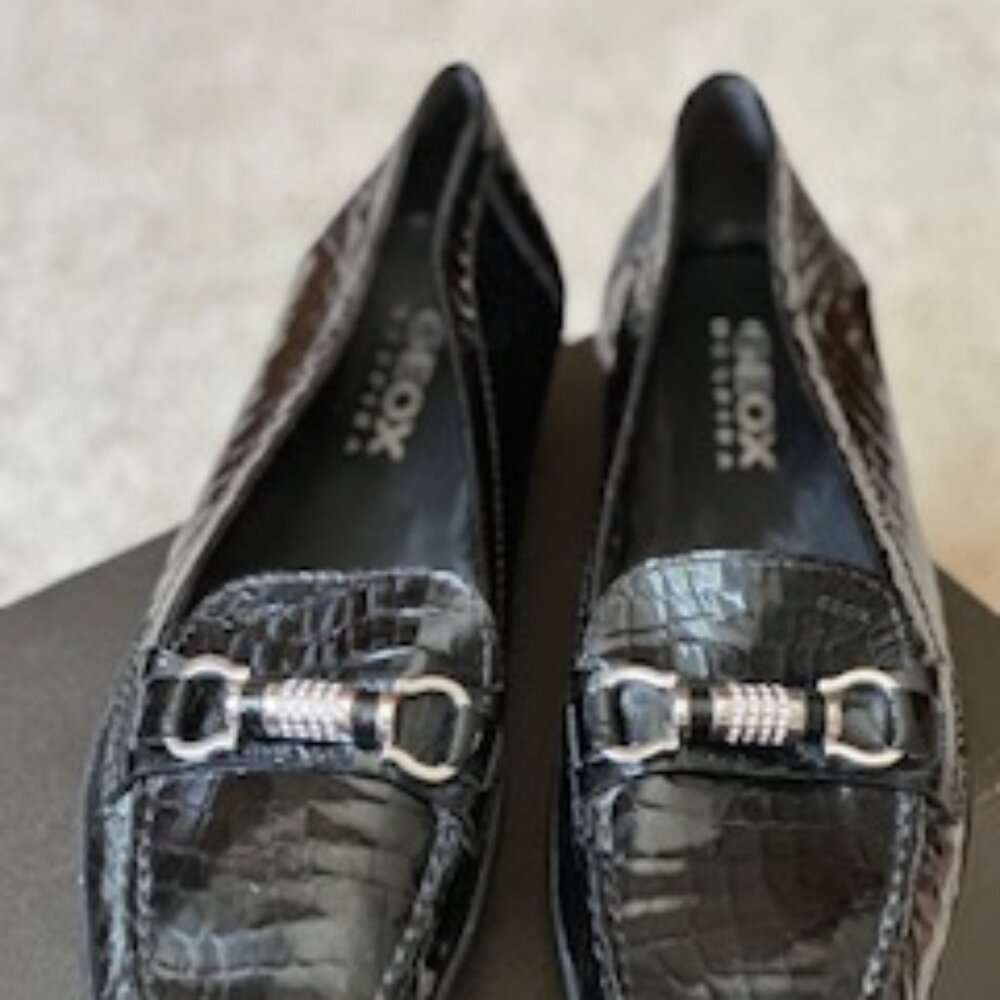 GEOX Respira | Black Patten Embossed Croc Leather (Size 11.5) - Never Worn!